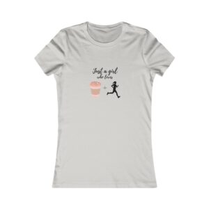 Women's Fitted Short Sleeve Tee: Just a Girl Who Loves (Coffee) + (Running)